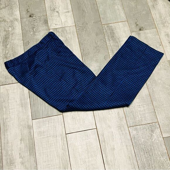 Vtg 60s 70s Houndstooth Blue Black Houndstooth Knit High Waist Stretch Pant M - Picture 9 of 13